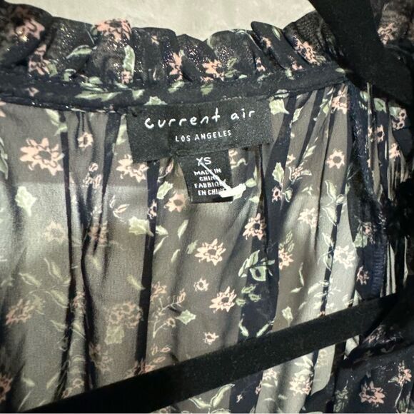 Anthropologie Current Air Black Floral Tiered Semi Sheer Mini Dress - Picture 4 of 5